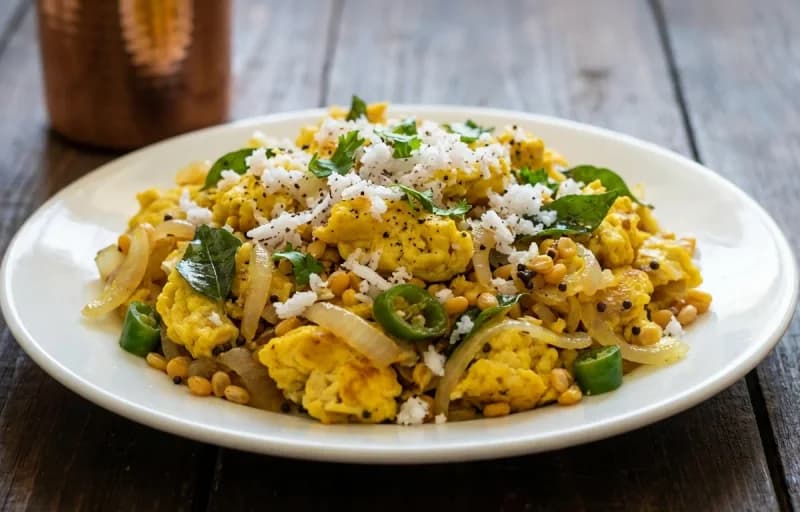 Coconut Scrambled Eggs with Rice Bhakri - Recipe 1