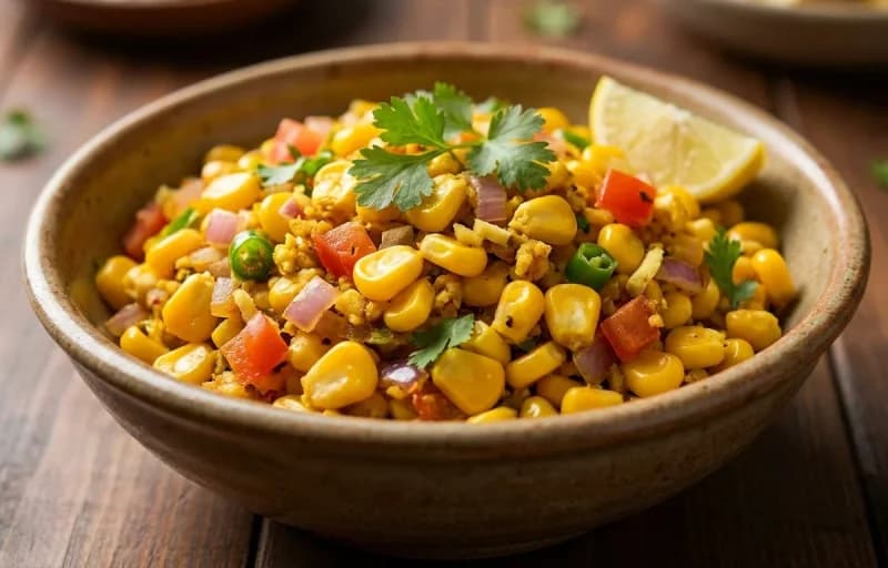 Corn Bhurji, Steamed Basmati Rice and Dal Tadka - Recipe 1