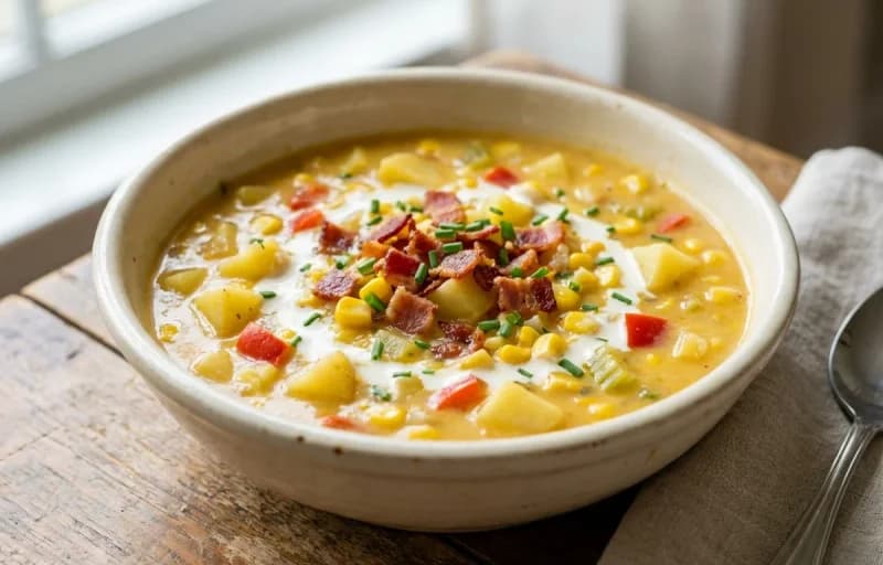 Corn Chowder with Bacon with Buttermilk Biscuits - Recipe 1