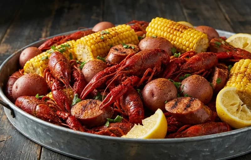 Crawfish Boil, Corn on the Cob, Garlic Herb Potatoes and Cajun Andouille Sausage - Recipe 1
