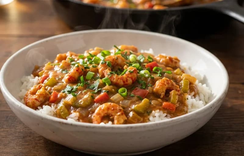 Crawfish Étouffée, Steamed Basmati Rice and Side Salad - Recipe 1