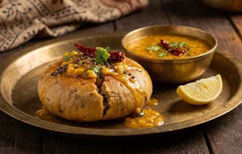 Dal Bafla, Tomato Chutney and Dry Garlic Chutney - Recipe 1