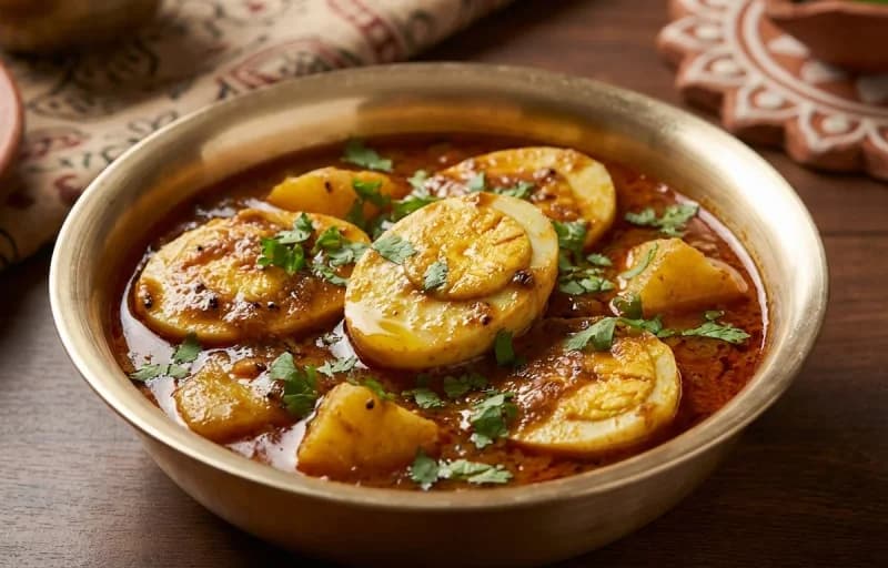 Dimer Dalna, Aloo Bhaja and Ruti - Recipe 1