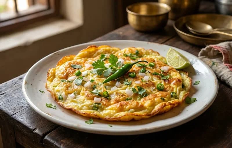 Dimer Omelette, Sada Bhat and Cholar Dal - Recipe 1