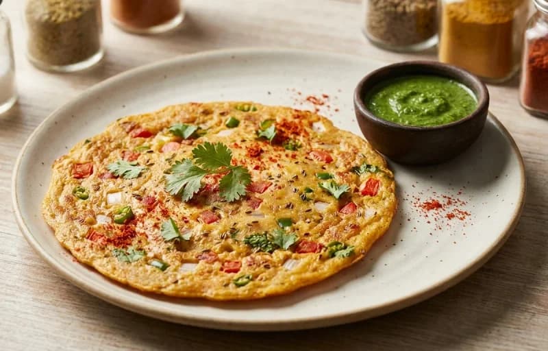 Egg Besan Cheela with Coriander Mint Chutney - Recipe 1