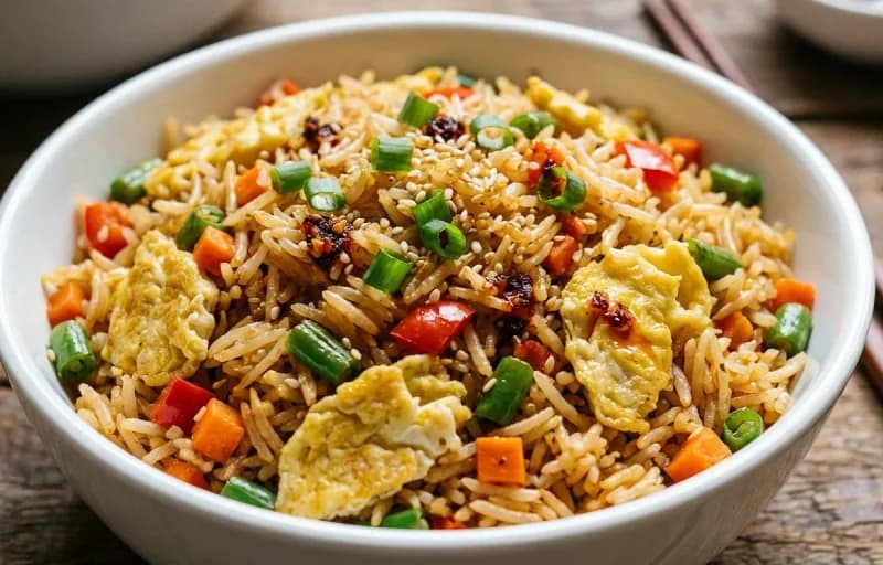 Schezwan Chicken Gravy with Egg Fried Rice - Recipe 2