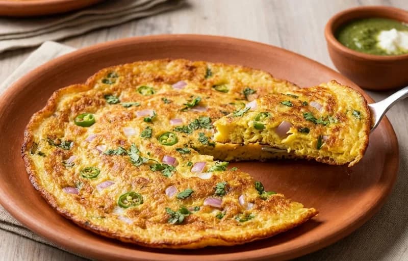 Egg Moong Dal Cheela with Coriander Mint Chutney - Recipe 1