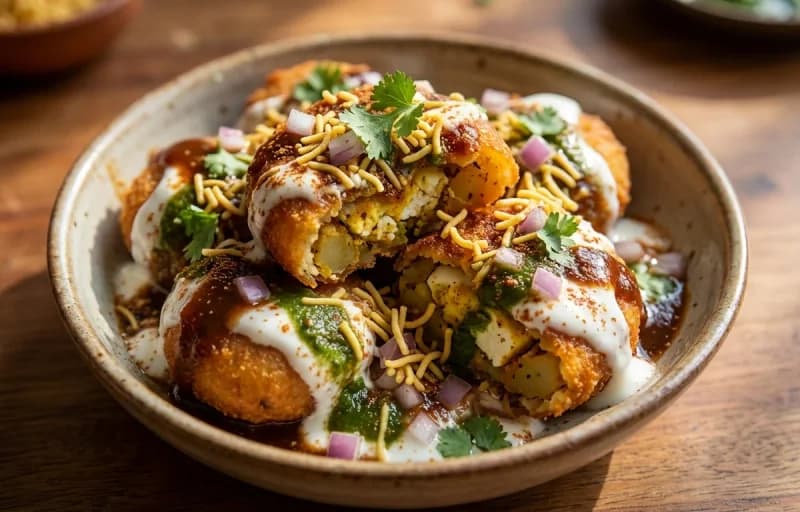 Egg Paneer Tikki Chaat