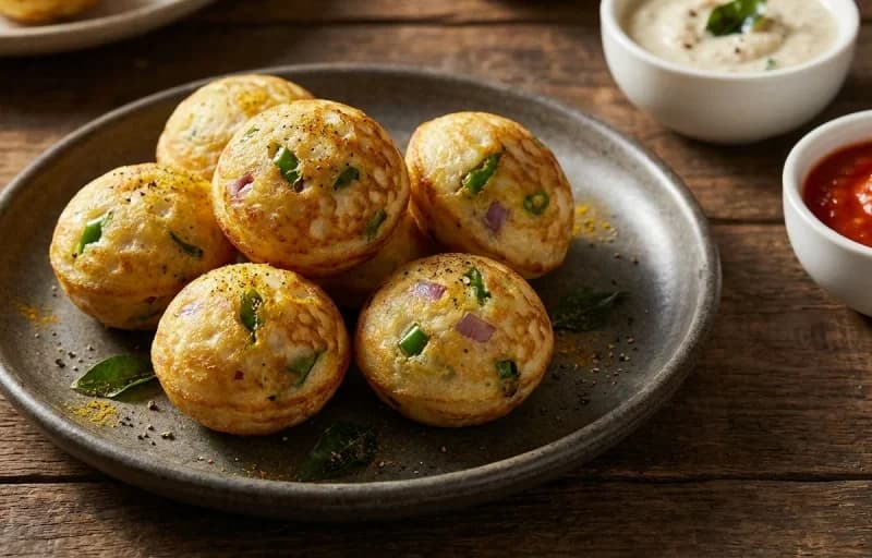 Egg Paniyaram with Coriander Chutney - Recipe 1