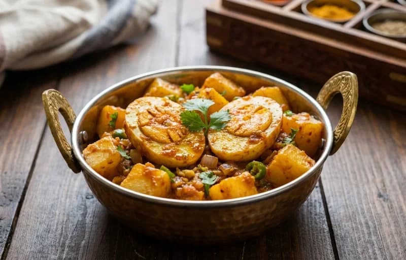 Egg Potato Bhaji with Puri - Recipe 1