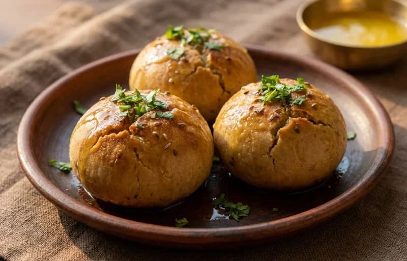 Egg Stuffed Litti with Coriander Mint Chutney - Recipe 1