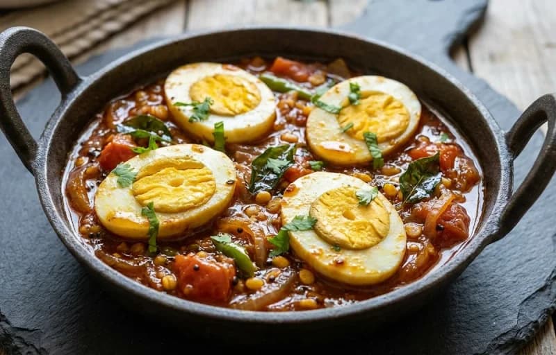 Egg Thokku, Coconut Rice and Roasted Papad - Recipe 1