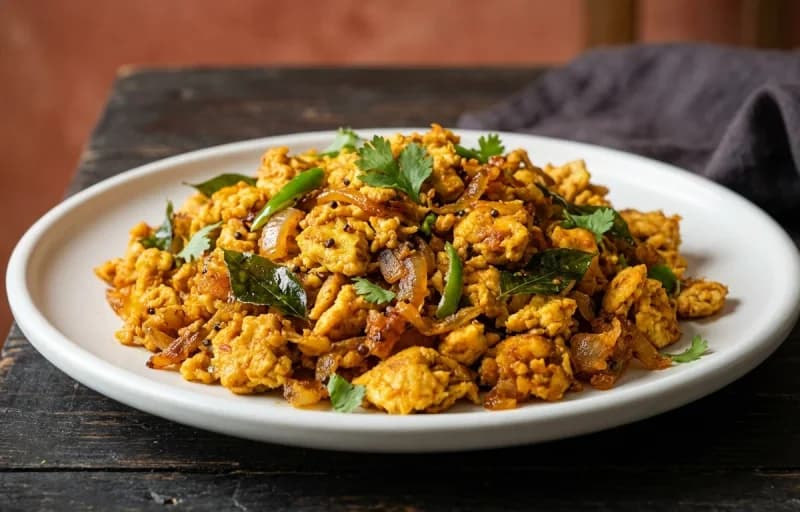 Egg Vepudu, Steamed Basmati Rice, Palakura Pappu and Mango Pickle - Recipe 1