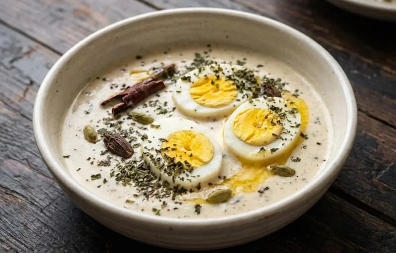 Egg Yakhni, Kashmiri Pulao and Muji Chatin - Recipe 1