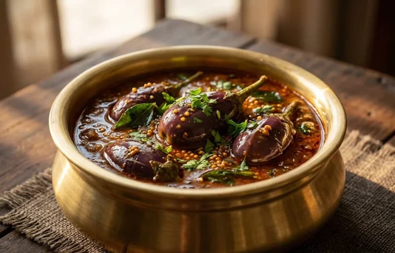 Steamed Basmati Rice, Ennai Kathirikai Kuzhambu, Beans Poriyal and Curd - Recipe 2