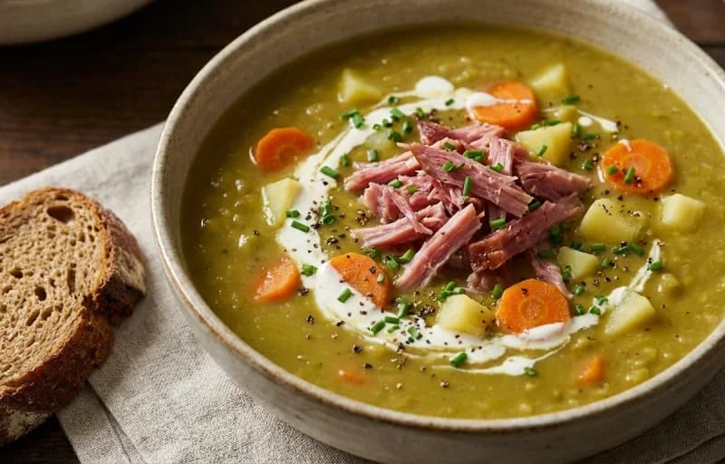 Erbsensuppe, Hot Dog and Molasses Dark Bread - Recipe 1