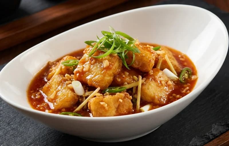 Fish in Hot Garlic Sauce with Steamed Basmati Rice - Recipe 1