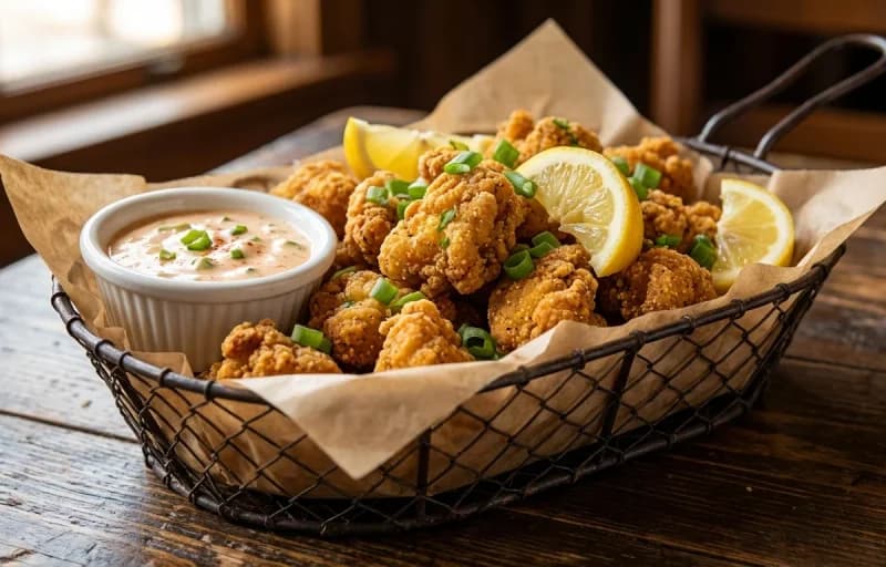 Fried Alligator Bites, French Fries and Spicy Mayo - Recipe 1
