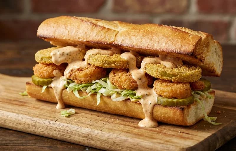 Fried Green Tomato Shrimp Po'boy