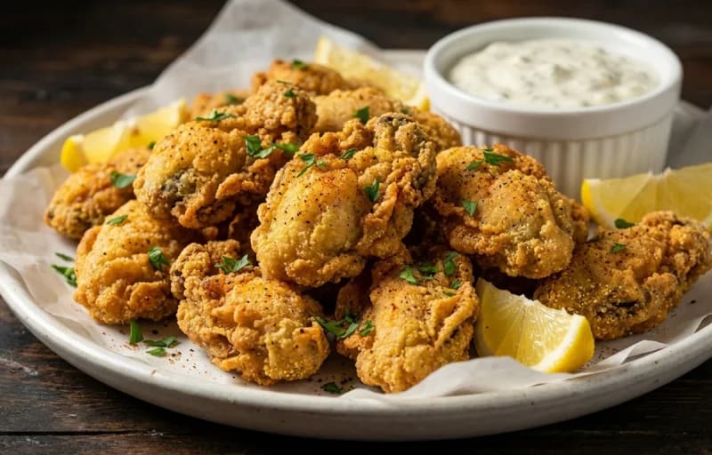 Fried Oysters, French Fries and Cocktail Sauce - Recipe 1