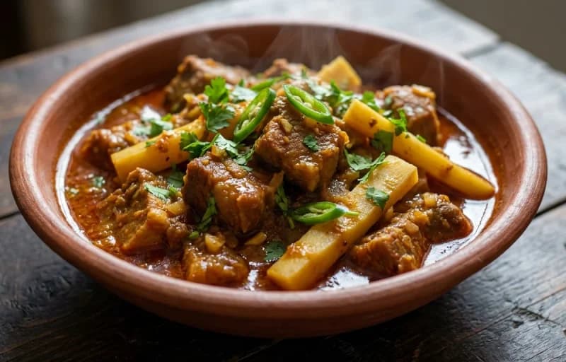 Gahori Manxo with Bamboo Shoots, Steamed Basmati Rice and Matar Dal - Recipe 1