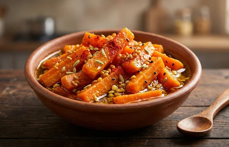 Gajar ji Achar, Phulko Luchi and Fried Egg - Recipe 1