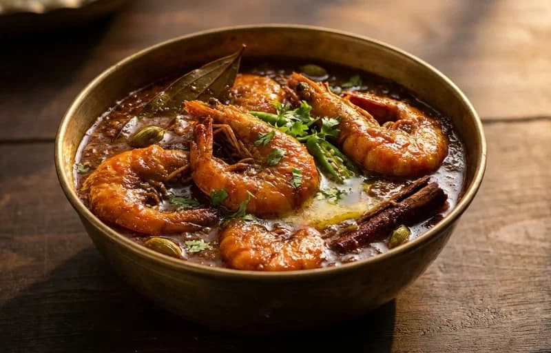 Galda Chingrir Kalia with Steamed Basmati Rice - Recipe 1