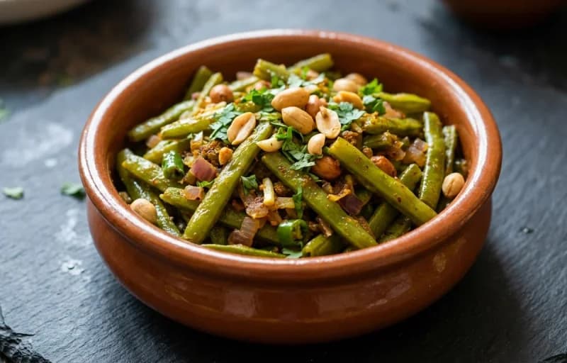 Gavar Phalli Sabzi, Phulka and Khatti Dal - Recipe 1