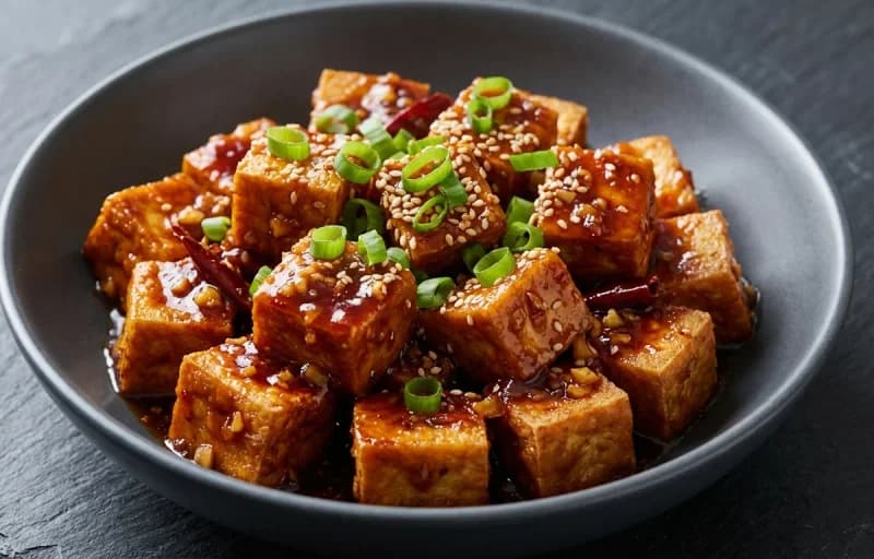 General Tso's Tofu, Steamed Basmati Rice and Vegetable Spring Rolls - Recipe 1