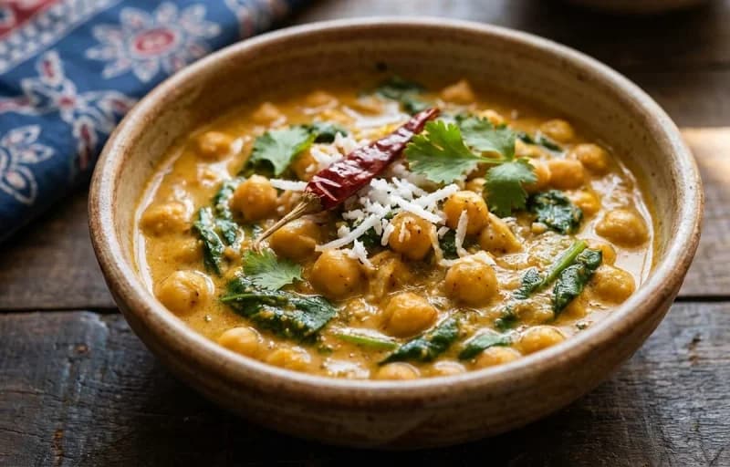 Goan Chickpea and Spinach Curry with Ladi Pav - Recipe 1