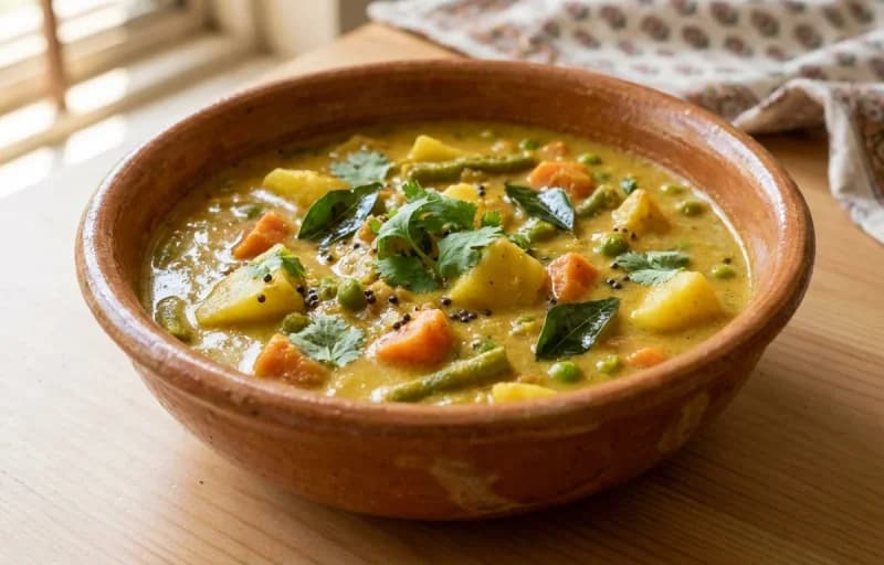 Goan Mixed Veg Curry, Ladi Pav and Kachumber Salad - Recipe 1