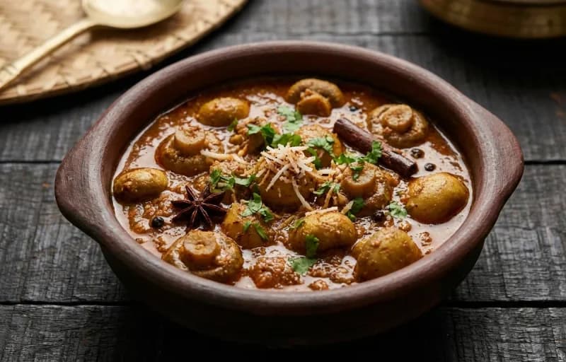 Goan Mushroom Xacuti, Ladi Pav and Kachumber Salad - Recipe 1
