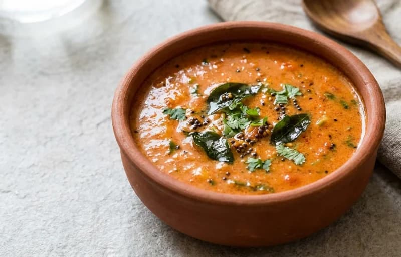 Goan Tomato Saar, Steamed Basmati Rice and Bhendi Sukhem - Recipe 1