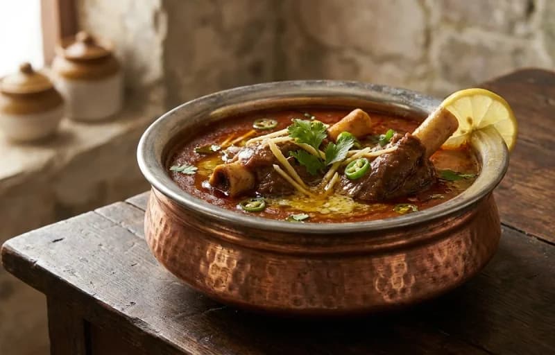 Gosht Nihari, Khamiri Roti and Lemon Wedges - Recipe 1