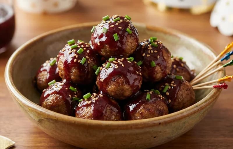 Grape Jelly Meatballs, Steamed Basmati Rice and Steamed Broccoli - Recipe 1