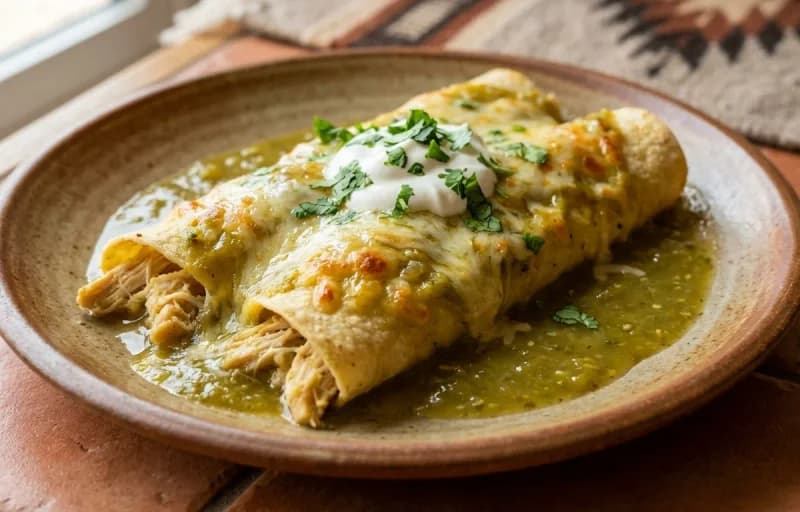Green Chile Chicken Enchiladas, Cilantro Lime Rice and Savory Black Beans - Recipe 1