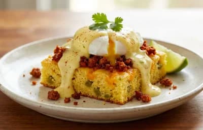 Green Chile Cornbread Benedict