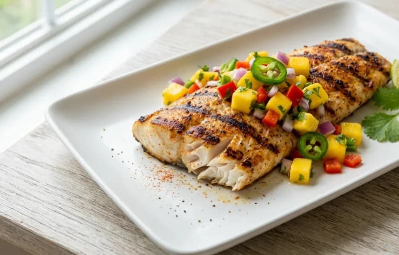 Grilled Mahi-Mahi with Mango Salsa, Coconut Rice and Grilled Pineapple - Recipe 1