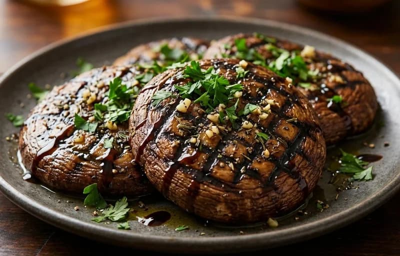 Grilled Portobello Mushrooms, Mashed Cauliflower and Sauteed Green Beans with Bacon - Recipe 1
