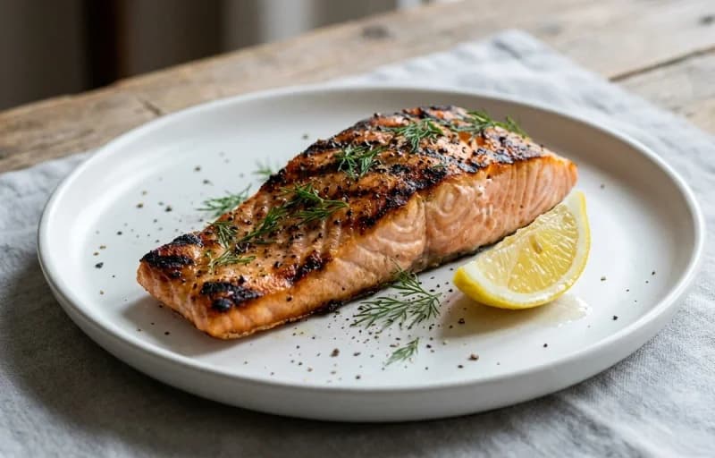 Herb Grilled Salmon with Quinoa and Tomato Cucumber Salad