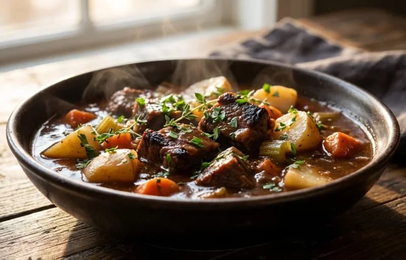 Guinness Beef Stew with No-Knead Crusty Bread - Recipe 1