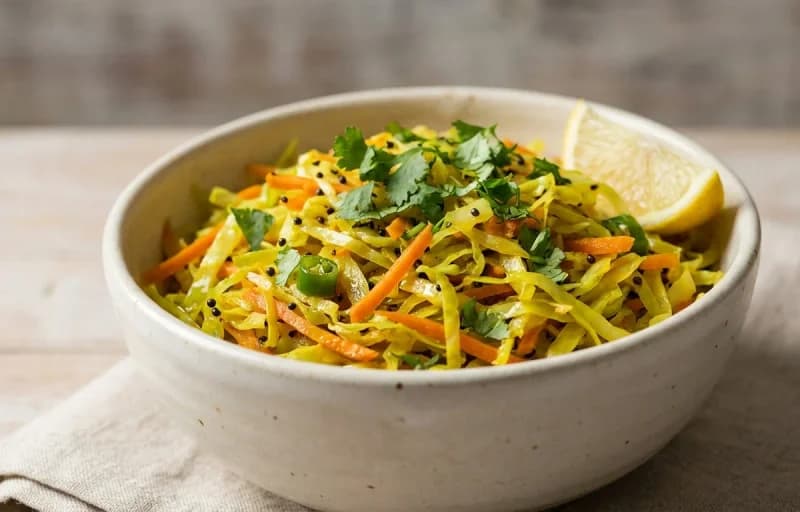 Fafda, Gujarati Cabbage Sambharo and Bengali Papaya Chutney - Recipe 2