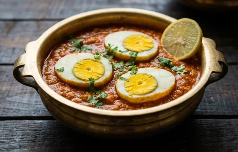 Gujarati Egg Curry with Puri - Recipe 1