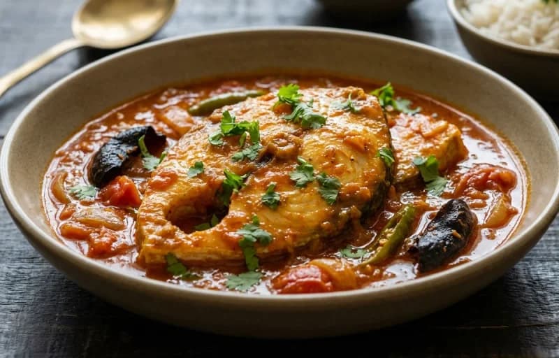Gujarati Fish Curry, Steamed Basmati Rice and Kachumber Salad - Recipe 1