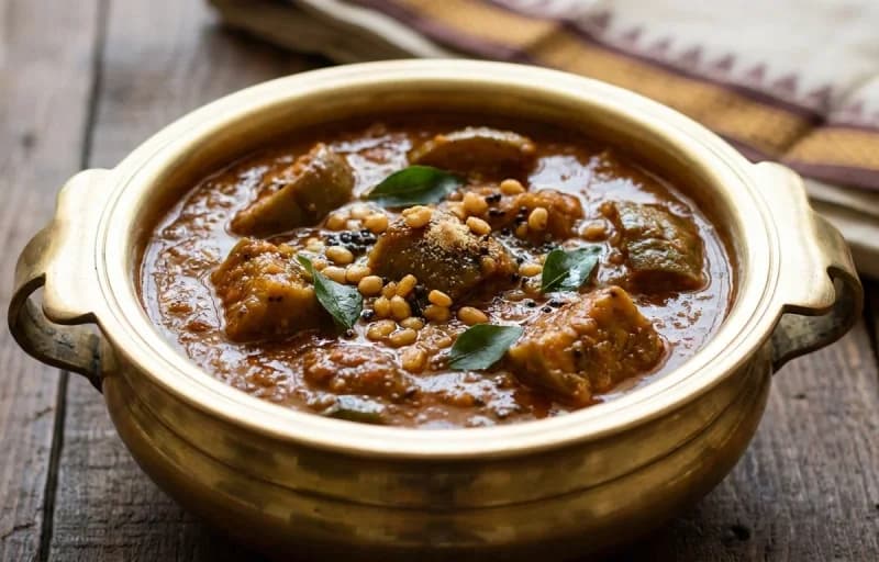 Boiled Rice, Gulla Bolu Huli and Thondekayi Palya - Recipe 2