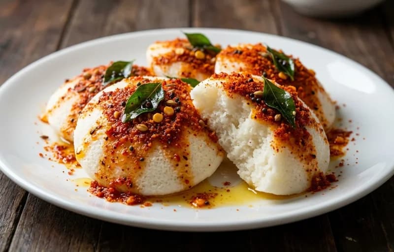 Guntur Idli, Ghee and Peanut Chutney - Recipe 1