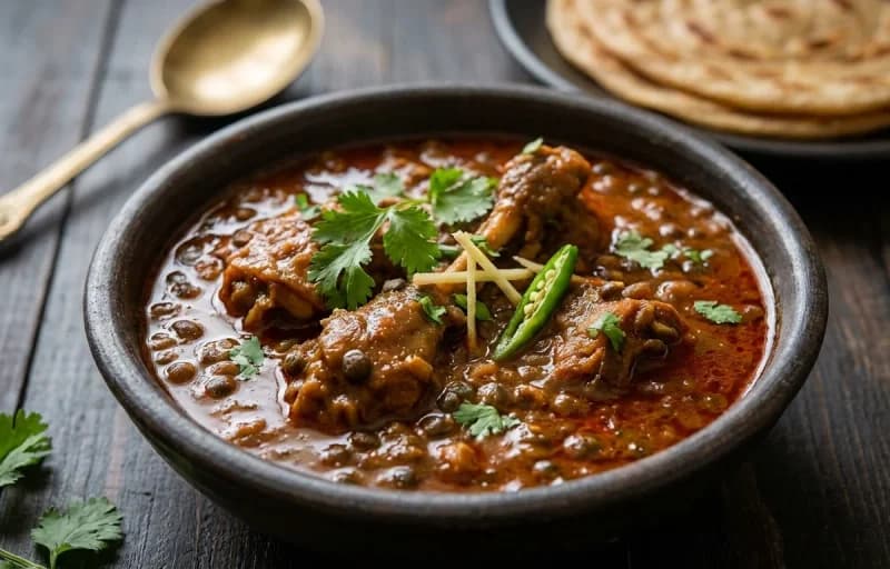 Haanhor Mangxo Matir Dail, Steamed Basmati Rice and Aloo Pitika - Recipe 1