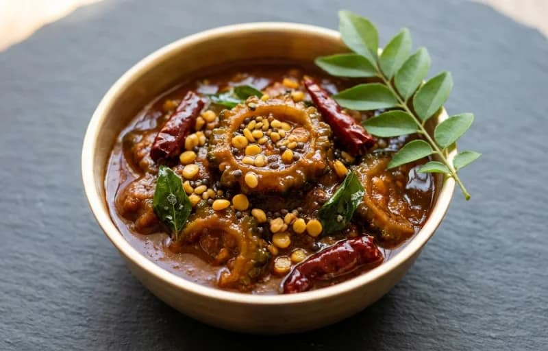 Boiled Rice, Hagalakayi Gojju and Curd - Recipe 2