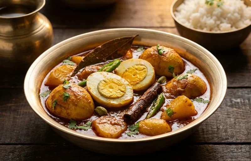 Hanser Dimer Kosha, Shada Bhaat and Cholar Dal - Recipe 1