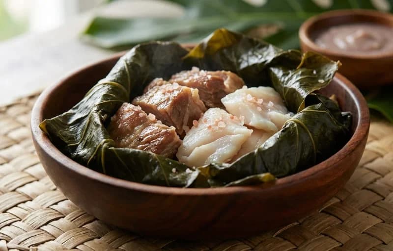 Hawaiian Laulau, Steamed Basmati Rice and Goan Poi - Recipe 1